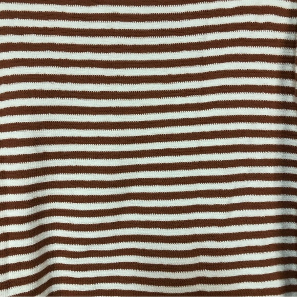 J. Jill Women’s Tee Shirt Buttons On 3/4 Sleeve Stripe Rust/Cream Square Neck - Picture 5 of 9